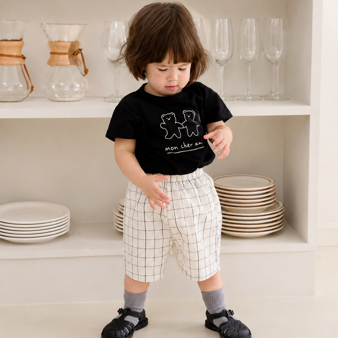 Dajoa Bear B/W Top and Bottom Set
