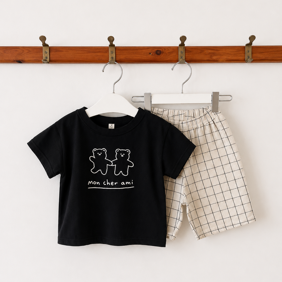Dajoa Bear B/W Top and Bottom Set