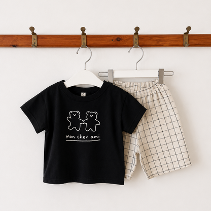 Dajoa Bear B/W Top and Bottom Set